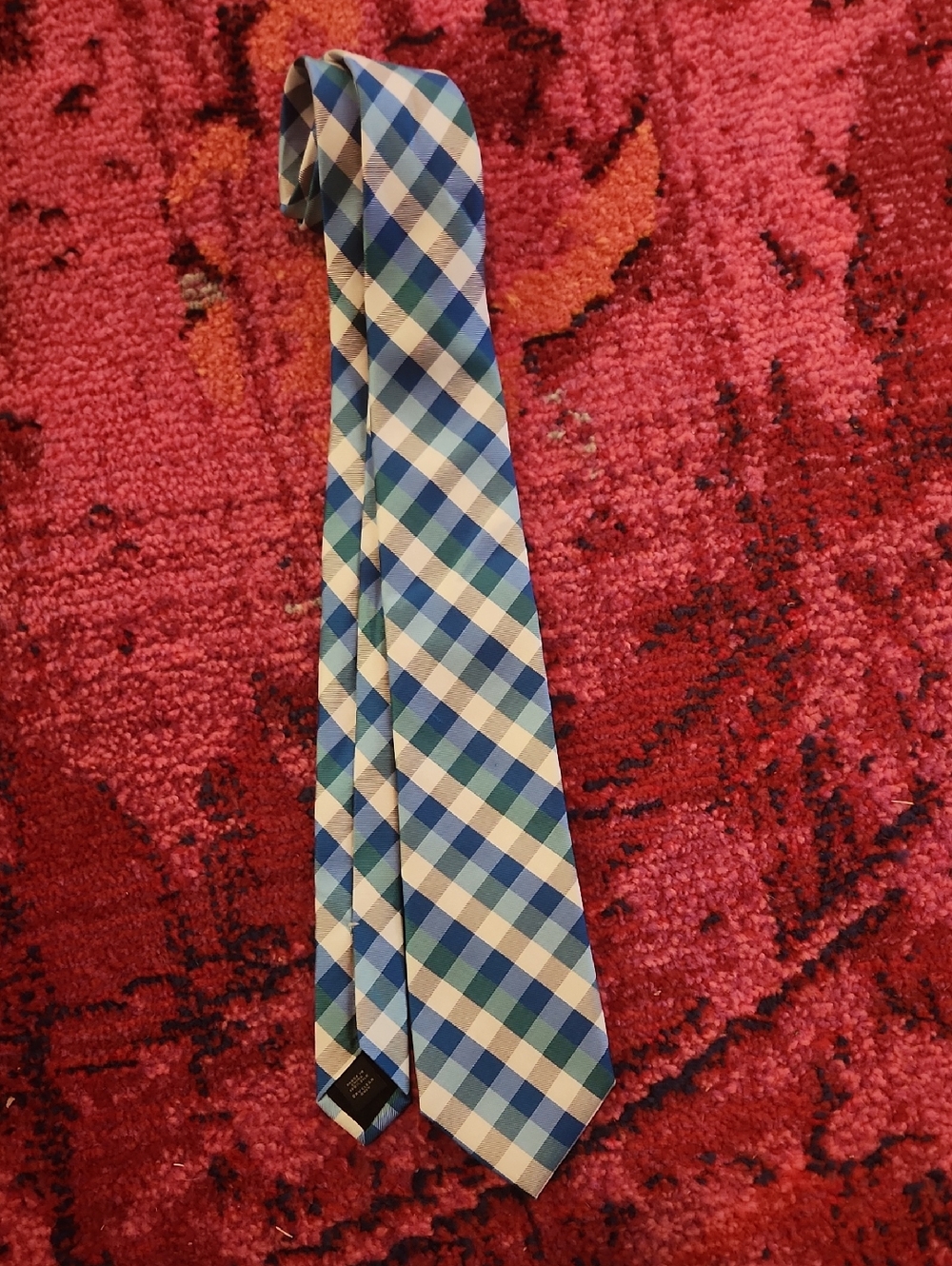 Express Blue and White Check Men's Tie - Classic Plaid Neck Tie